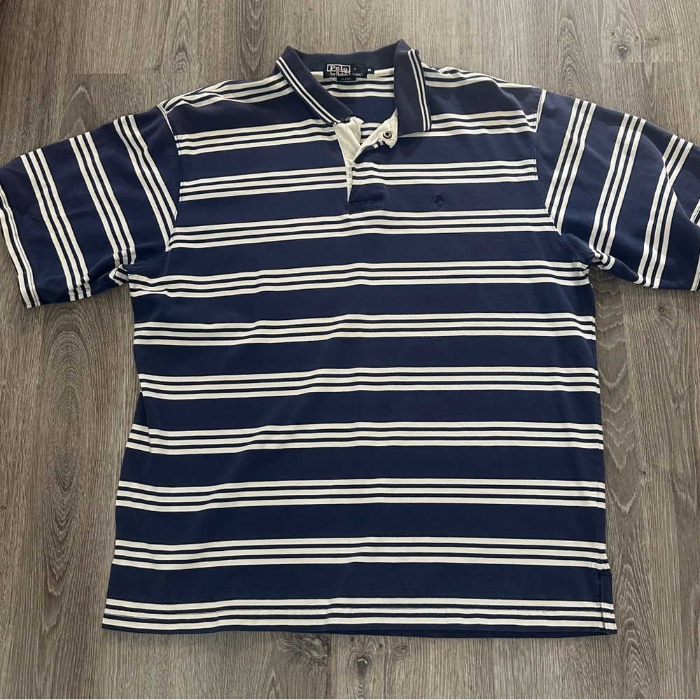 Polo by Ralph Lauren Blue and White Striped Polo Shirt Preppy